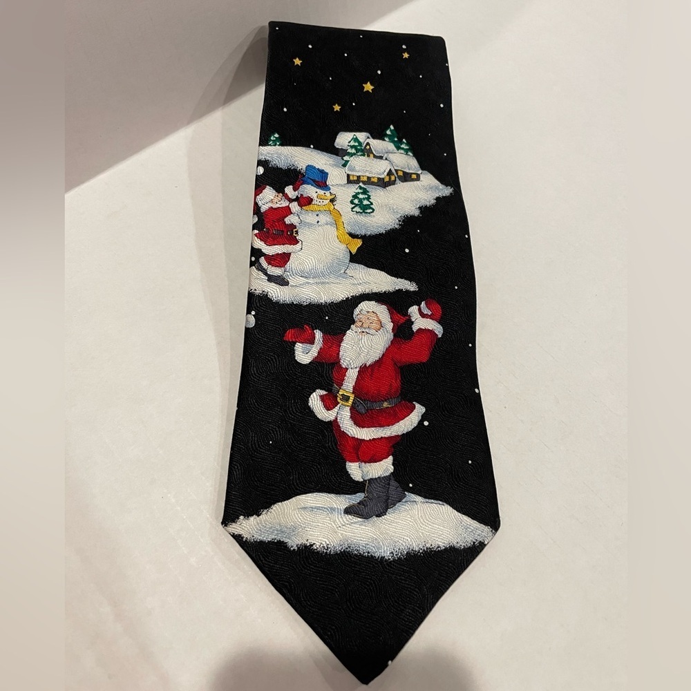 Festive Santa and Snowman Christmas Tie
